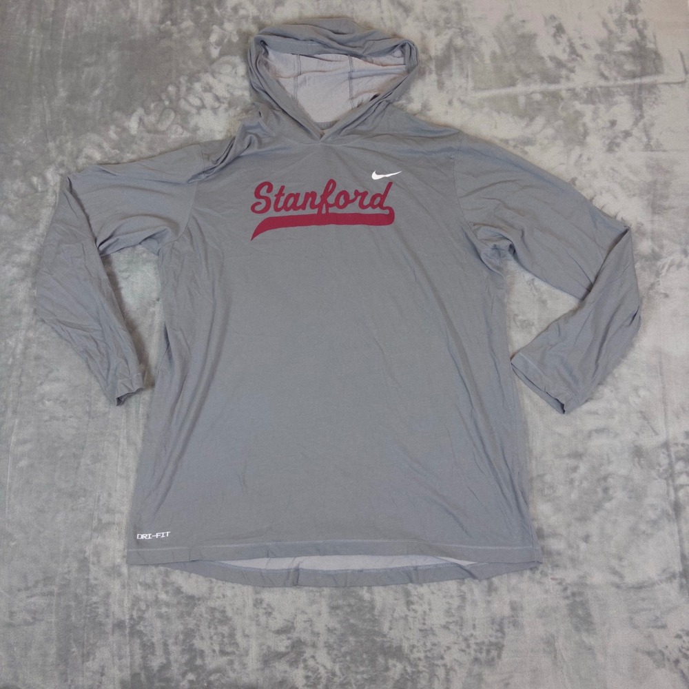 Nike Stanford University Hoodie Shirt Mens XL Grey Dri-FIT Long Sleeve Tee